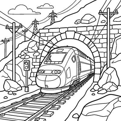 Tren rápido saliendo del túnel