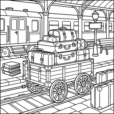 Gepäckwagen am Bahnhof
