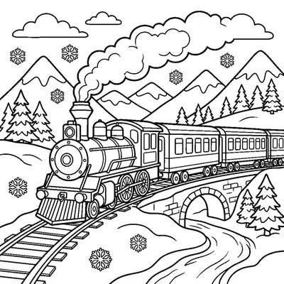 Treno su un percorso di montagna innevato