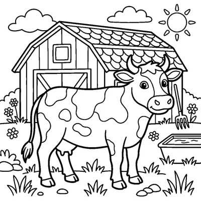 Vaca parada em frente ao celeiro