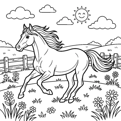 Cavallo che corre nel prato