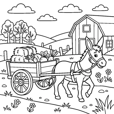 Burro puxando uma carroça