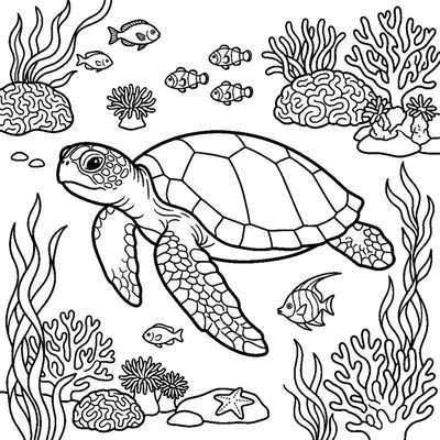 Swimming sea turtle