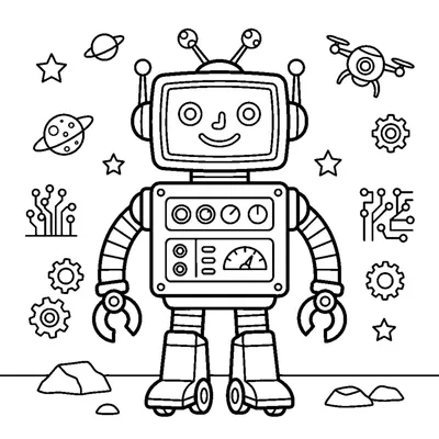 Robot with a face on its screen