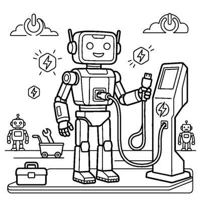 Robot at its charging station