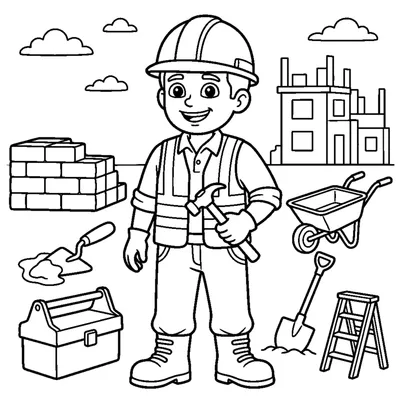 Construction worker with a hard hat