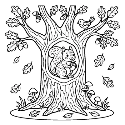 Tree with a squirrel in its hollow
