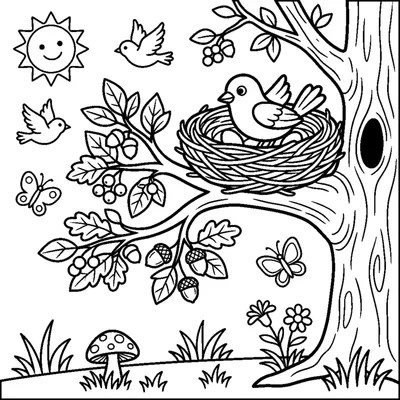 Arbre avec un nid d'oiseau
