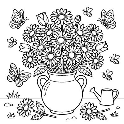 Buquê de margaridas num vaso