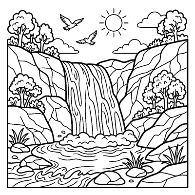 Cascade sur les rochers