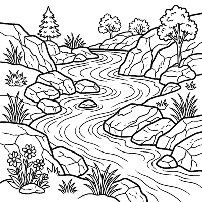 River flowing through rocks