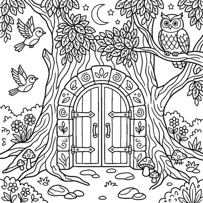 Enchanted forest with a stone gate
