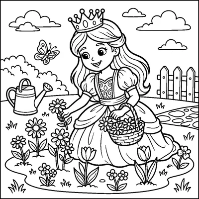 Princess picking flowers