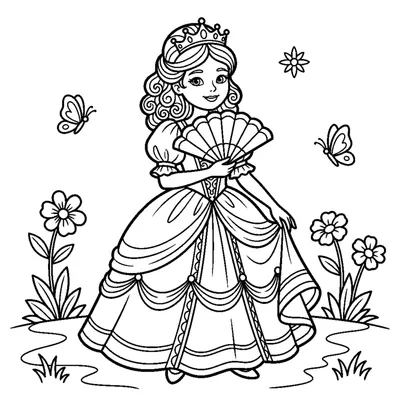 Princesa posando com seu leque