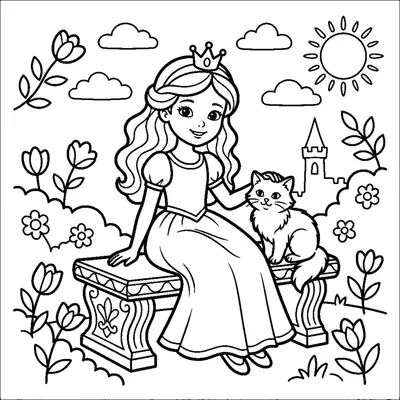 Prinzessin mit ihrer Katze