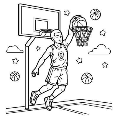 Basketball player dunking the ball