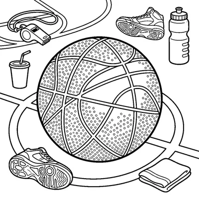 Palla da basket e linee del campo