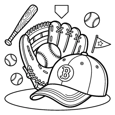 Baseball cap and glove