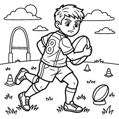 Giocatore di rugby che corre con la palla