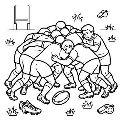 Squadra di rugby in mischia