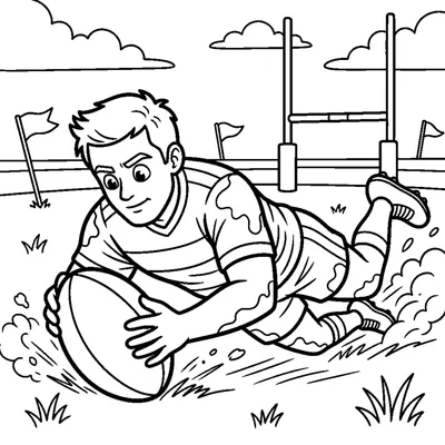 Giocatore che segna una meta in tuffo
