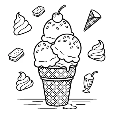 Ice cream cone with three scoops