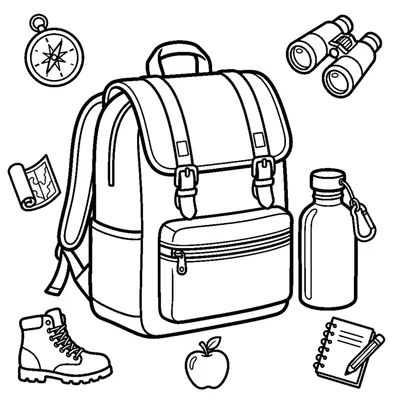 Mochila y botella de agua