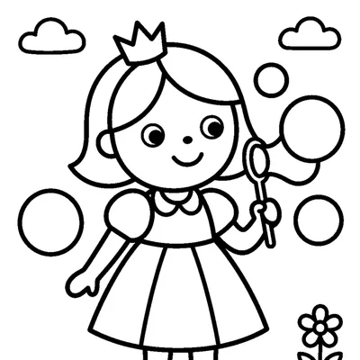 Kleine Prinzessin pustet Seifenblasen