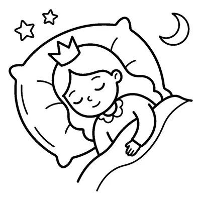 Kleine Prinzessin schläft auf einem weichen Kissen