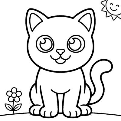 Smiling kitten with big eyes