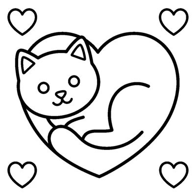 Cute cat curled up in a heart shape