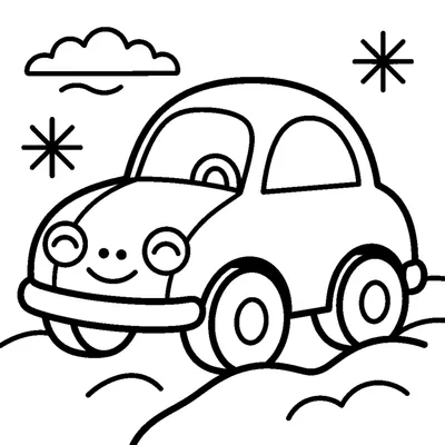 Smiley little car in the snow