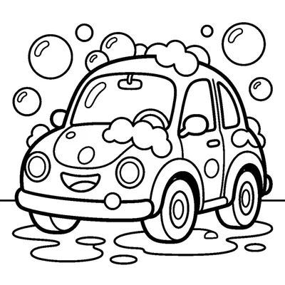 Cute little car getting a bubbly wash