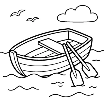 Cute wooden rowboat with its oars