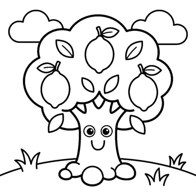 Arbre joyeux avec des citrons jaunes