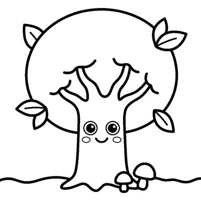 Adorable arbre avec un visage souriant sur son tronc