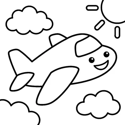 Happy airplane flying towards the sun