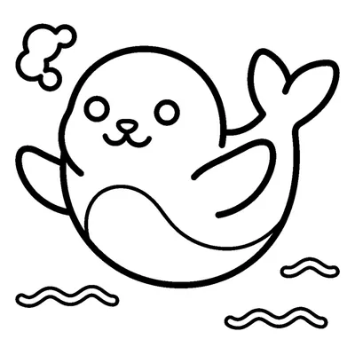 Filhote de foca fofo e gordinho nadando com as nadadeiras abertas
