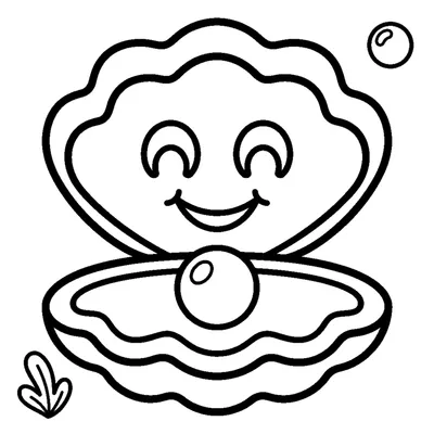 Smiling oyster hiding a shiny pearl inside