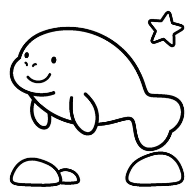 Cute chubby manatee moving slowly