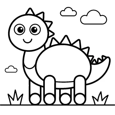 Cute smiling robot dinosaur with spikes on its back