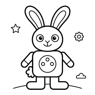Cute little robot bunny with long ears