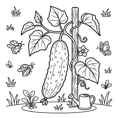 Pepino fresco pendurado no pé