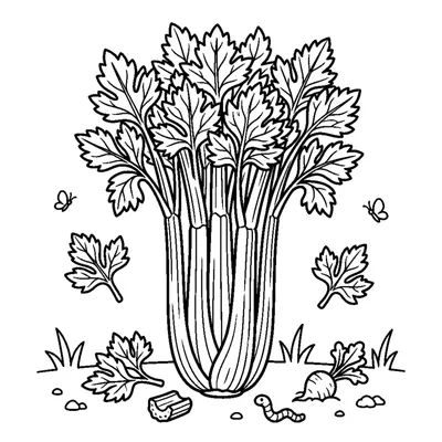Celery stalk with curly leaves