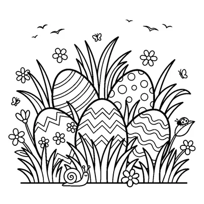 Colorful eggs hidden in the grass