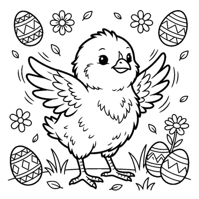 Fluffy yellow chick flapping its wings