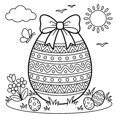 Shiny Easter egg with a bow and stripes