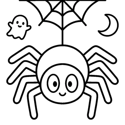 Cute spider swinging on its web