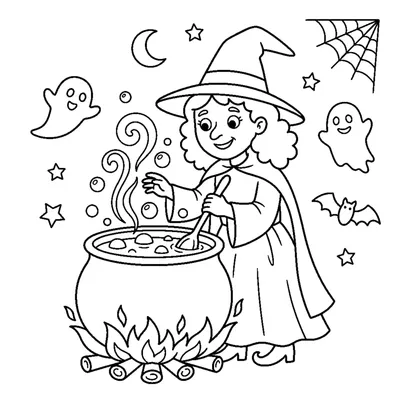 A witch stirring her cauldron