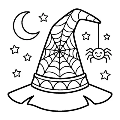 Pointy witch hat with a spiderweb pattern